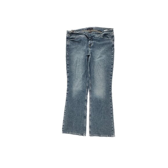 LEI Bootcut Built In Belt Women's size 17 Medium Wash Blue Denim Jeans - Picture 1 of 4